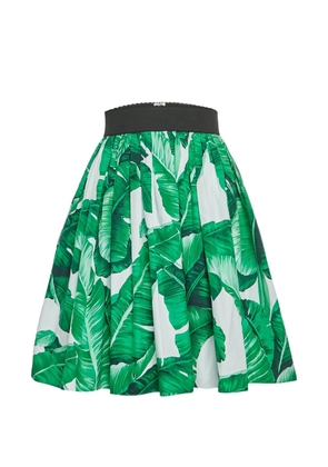 Dolce & Gabbana Pre-Owned leaf-print pleated mini skirt - Green