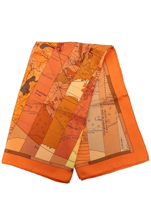 Hermès Pre-Owned 2000-2026 Le Monde Est Vaste Silk Scarf 90 scarves - Orange