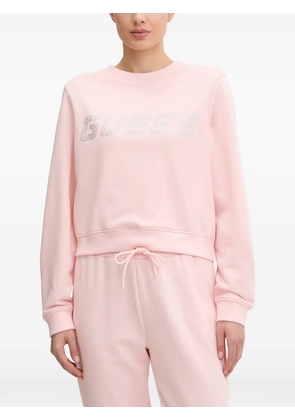 GUESS USA Silvy rhinestone-logo sweatshirt - Pink