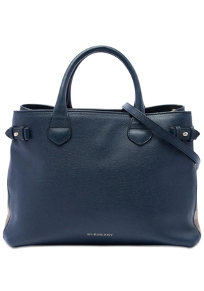 Burberry Pre-Owned 2000-2017 Medium Leather and House Check Banner satchel - Blue