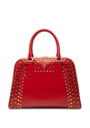 Prada Pre-Owned 2010-2026 Saffiano Vernice Pyramid Studded Frame Bag handbag - Red