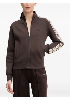 GUESS USA logo-tape zip-up sweater - Brown