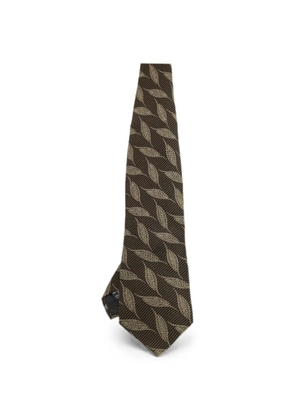 Giorgio Armani Pre-Owned jacquard-weave leaf-pattern tie - Black