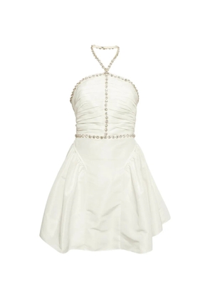 Self-Portrait diamante-trim taffeta mini dress - Neutrals