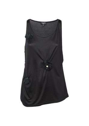 CHANEL Pre-Owned floral appliqué tank top - Black