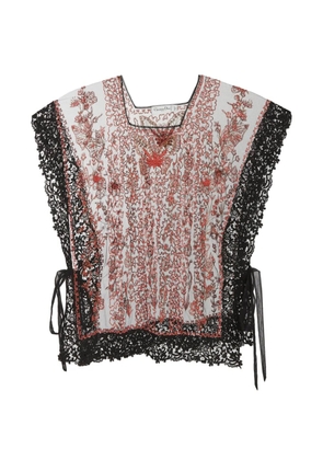 Christian Dior Pre-Owned beaded lace-trim blouse - Red