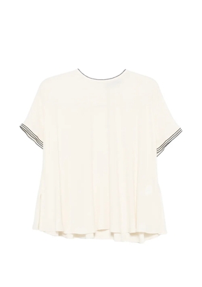Fabiana Filippi striped-trim short-sleeve top - Neutrals