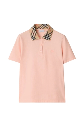 Burberry Check-collar cotton polo shirt - Pink