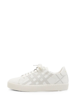 Burberry Pre-Owned Westford perforated-details lace-up leather sneakers - White