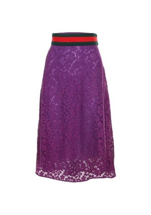 Gucci Pre-Owned Lace Web trim midi skirt - Purple