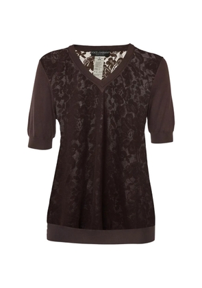 Dolce & Gabbana Pre-Owned lace sheer-back top - Brown