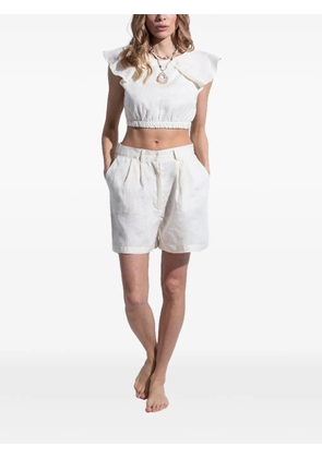 Folie Du Lin Eos ruffled cropped jumpsuit - White