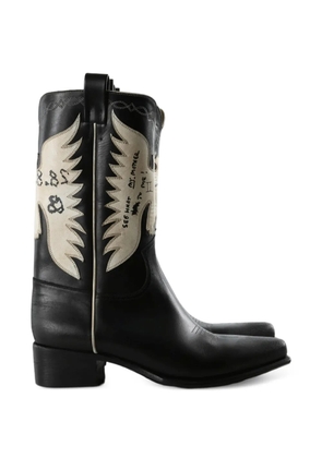 Enfants Riches Déprimés Detox In Alabama leather cowboy boots - Black