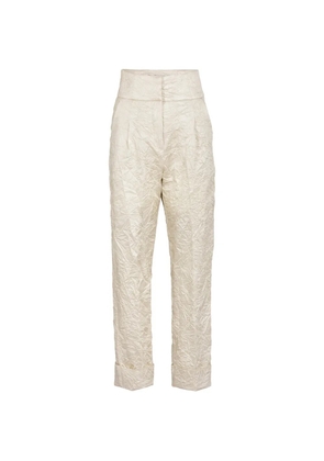 Silvia Tcherassi Moad crinkled-finish cropped trousers - White