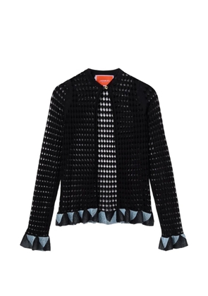 La DoubleJ ruffled open-knit cardigan - Black