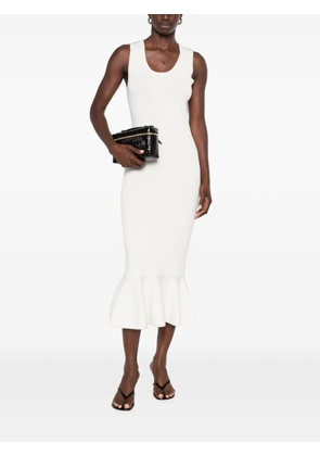 IVORY PARIS ruffled-hem sleeveless midi dress - White
