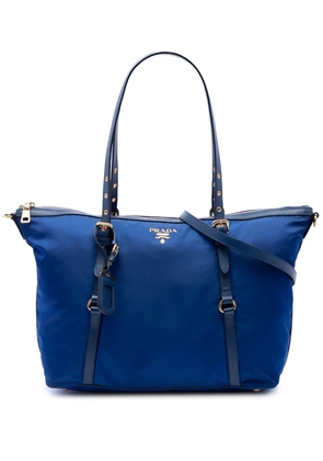 Prada Pre-Owned 2007-2026 Saffiano Trimmed Tessuto Zip Top Convertible Tote satchel - Blue