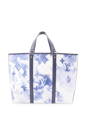 Louis Vuitton Pre-Owned 2021 GM Watercolor Weekend leather-trim tote bag - Blue