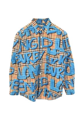 Burberry Pre-Owned 2010s Jameson graffiti-print button-down cotton shirt - Neutrals