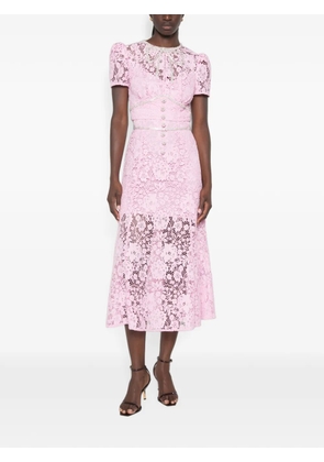 Self-Portrait crystal-embellished floral-lace midi dress - Pink