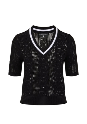 Iceberg open-knit V-neck sweater - Black