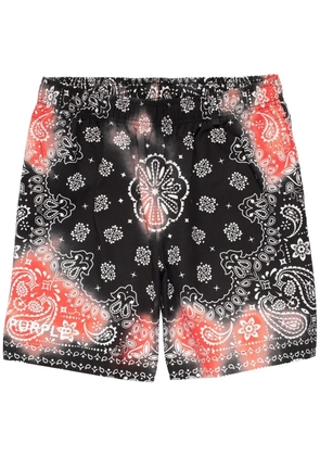 Purple Brand paisley-print bleached shorts - Black