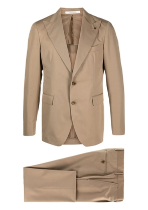 Tagliatore logo-appliqué twill single-breasted suit - Neutrals