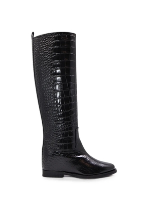 Notabene Isadora crocodile-effect leather boots - Black