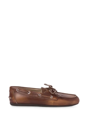 Miu Miu lace-up leather deck shoes - Brown