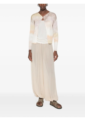 Pleats Please Issey Miyake plissé-effect abstract-print cardigan - Green