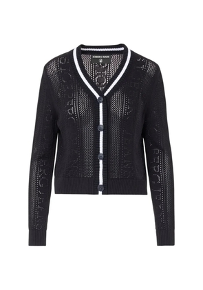 Iceberg logo-pointelle striped-trim cardigan - Black