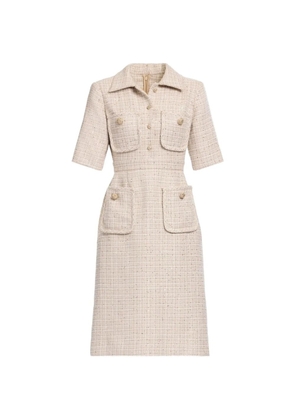 Elie Saab sequin-embellished tweed midi dress - Neutrals