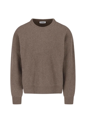 Jil Sander ribbed-knit crew-neck wool sweater - Brown