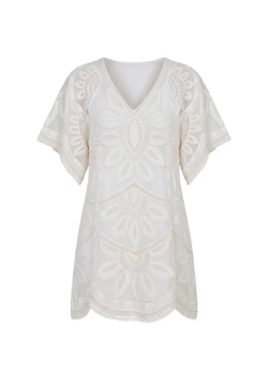 SCARLETT POPPIES Ulay floral-embroidered mini dress - White