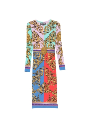 Versace Jeans Couture baroque-print long-sleeve midi dress - Gold