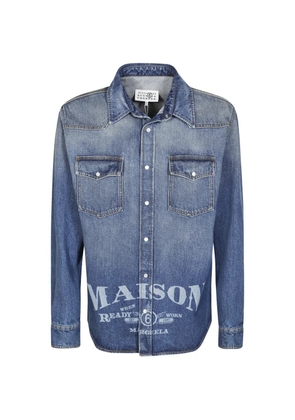 MM6 Maison Margiela logo-print denim overshirt - Blue