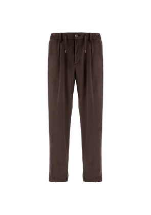Herno drawstring suede-effect trousers - Brown