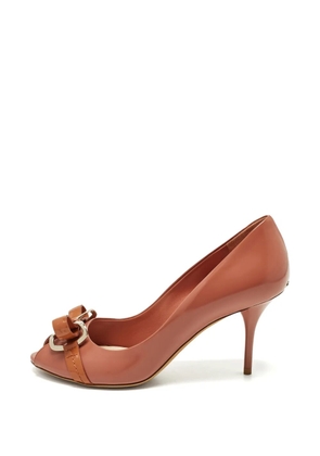 Christian Dior Pre-Owned bow peep-toe pumps - Pink