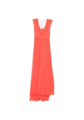 Rhea Costa lace-trim maxi dress - Orange