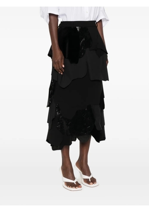 Moschino patchwork-design tiered midi skirt - Black