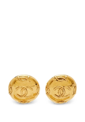 CHANEL Pre-Owned CC motif round clip-on earrings - Gold