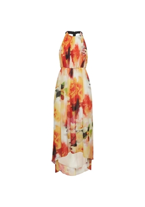 alice + olivia chiffon leather-trim maxi dress - Orange