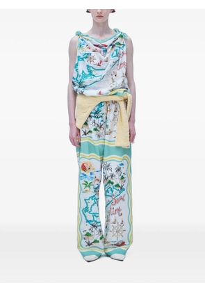 Muller Of Yoshiokubo Palma graphic-print palazzo pants - Blue