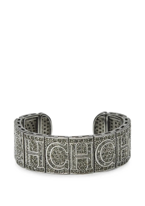 Carolina Herrera Vintage CH crystal-embellished cuff bracelet - Silver