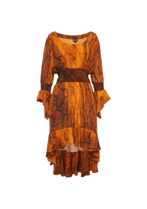 Just Cavalli Vintage snakeskin-print asymmetric midi dress - Orange