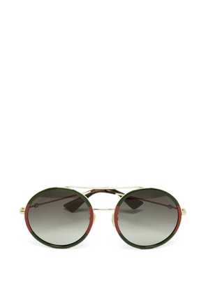 Gucci Pre-Owned Web-stripe round-frame sunglasses - Green
