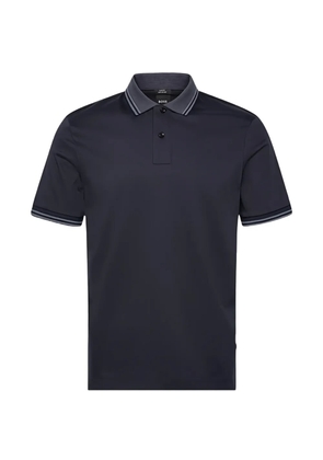 BOSS striped-collar polo shirt - Blue
