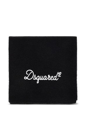 DSQUARED2 logo-embroidered ribbed-knit scarf - Black