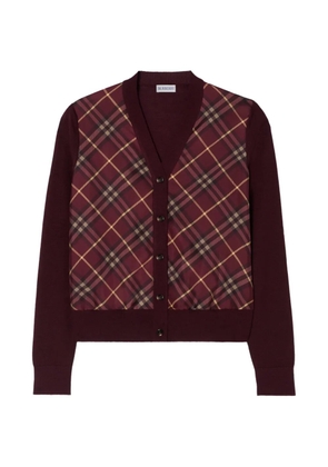 Burberry check panel wool silk cardigan - Red