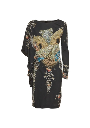 Roberto Cavalli Vintage Class animal-print draped midi dress - Blue
